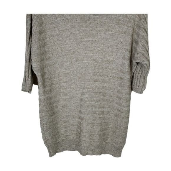 BB Dakota Ribbed Knit Cowl Neck Sweater Tan Beige Short Sleeve Size Small - Picture 3 of 9